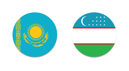 National flag of Kazakhstan and Uzbekistan flag circle vector illustration