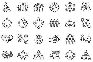 Obraz premium Community Inclusion Diversity Equality Social Connection Support Teamwork People Group Family Communication Unity Network Charity Volunteer Global Accessibility Icon Design