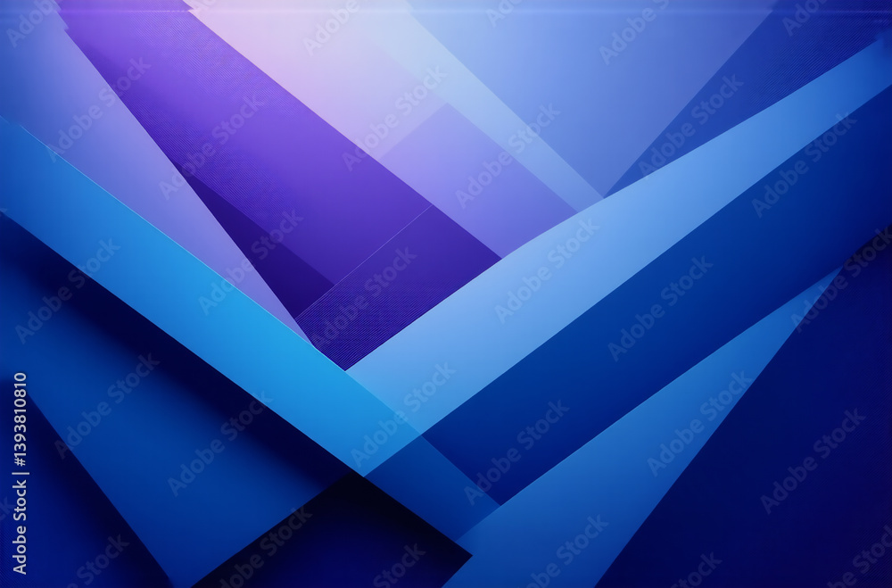Poster abstract geometric design featuring overlapping blue and purple angled shapes. layers create depth a