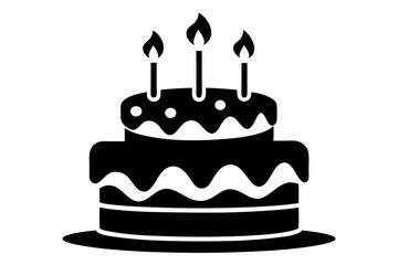 birthday cake with candles design silhouette vector illustration