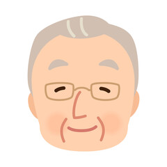 笑顔のシニア男性　高齢者　顔　アイコン