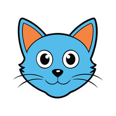 Obraz premium Cartoon Cat Head Vector Art Illustration on White Background Cute and Playful Animal Graphics