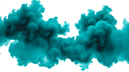 Vibrant turquoise smoke  gracefully against a no background