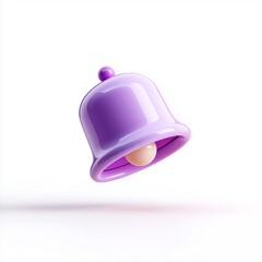 3D Render of a Purple Glossy Bell Icon, Notification Symbol