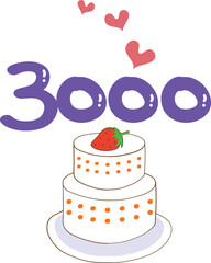 숫자3000 케잌
