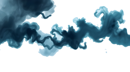 Vibrant turquoise smoke  gracefully against a no background