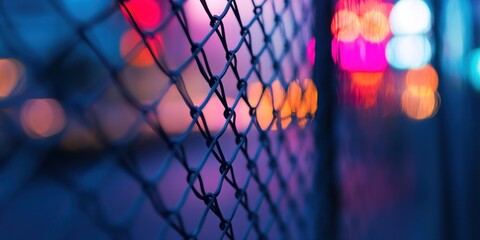 Night Lights Through Chainlink Fence: Urban Night Photography