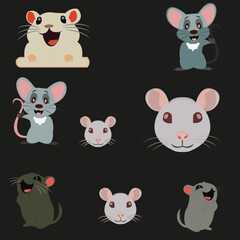 Obraz premium Cute cartoon mouse illustrantions