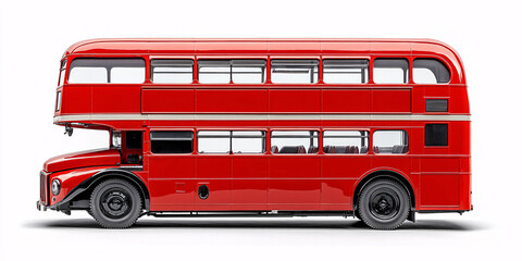 A classic red double-decker bus, a symbol of London and British culture.