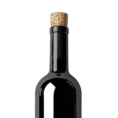 Elegant wine bottle with a cork, showcasing its sleek design against a plain background