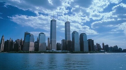 Fototapeta premium New York City skyline with iconic twin towers