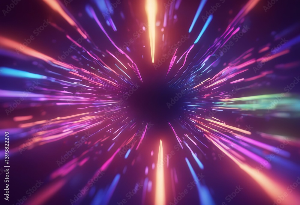 Aufkleber futuristic neon glowing ultraviolet spectrum lines curvy background render 3d concept shape abstract
