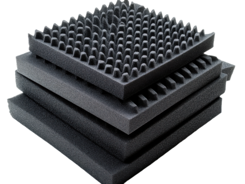 Collection set of acoustic foam panels isolated on white background