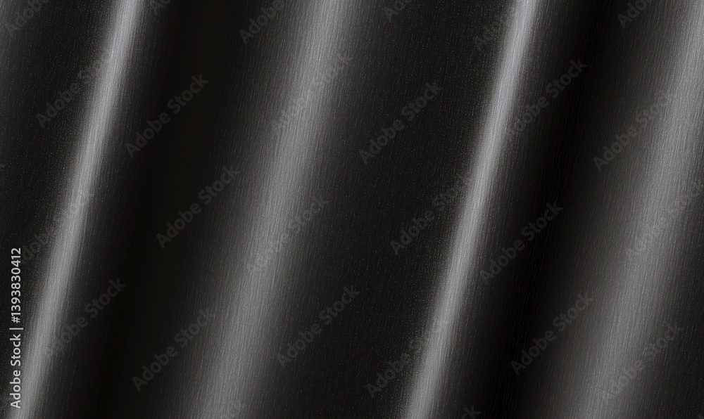 Poster abstract dark wavy fabric texture background - smooth black satin surface with deep folds and soft h