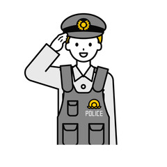 上半身のポーズ_シンプルな警察官の男性17