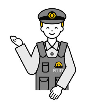 recommend clip art: 上半身のポーズ_シンプルな警察官の男性20