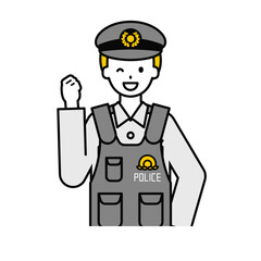 上半身のポーズ_シンプルな警察官の男性05