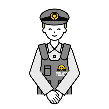 recommend clip art: 上半身のポーズ_シンプルな警察官の男性19