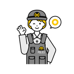 上半身のポーズ_シンプルな警察官の女性08