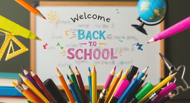 Welcome Back to School with Colorful Stationery and Classroom Decor  
