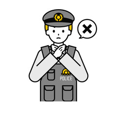 上半身のポーズ_シンプルな警察官の男性14