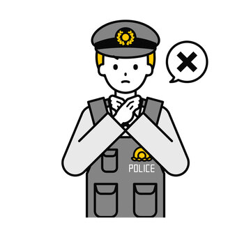 recommend clip art: 上半身のポーズ_シンプルな警察官の男性14