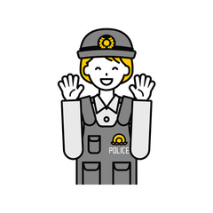 上半身のポーズ_シンプルな警察官の女性09