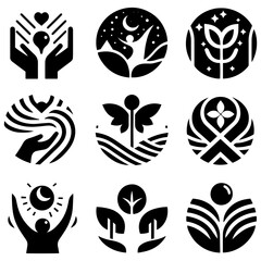 Progress rises social illustration design set