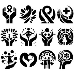 Art prevails awareness design set of social awareness