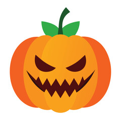 Scary jack-o-lantern face with orange light, a spooky autumn decoration for the halloween holiday