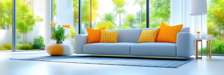 Modern Living Room with Bright Accents