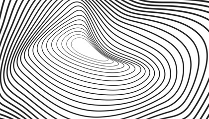 White ripple lines creating hypnotic void effect on black background