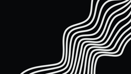 Minimalist wave design with thick gray strokes on black base