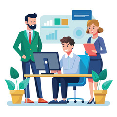 professional-business-people--programmer working vector image on a white background 