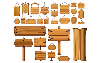 木製看板ベクターイラストセット	
