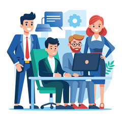 Obraz premium professional-business-people--programmer working vector image on a white background 