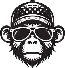 Obraz premium monkey head sunglasses and cap, monkey head sunglasses and cap vector illustration