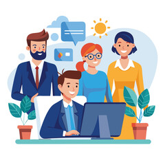 professional-business-people--programmer working vector image on a white background 