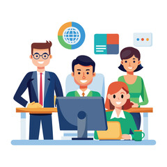 Obraz premium professional-business-people--programmer working vector image on a white background 