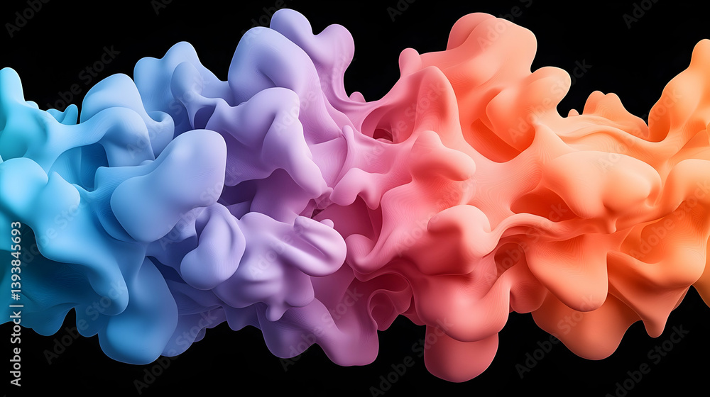 Poster multicolored rainbow colors flowing and colliding abstract background