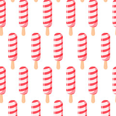 Fototapeta premium Colorful Ice Cream and Popsicle Seamless Pattern. Vector illustrations. Sweet dessert Background