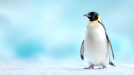 Obraz premium Close-up of emperor penguin on ice antarctic wildlife photography in a frosty habitat