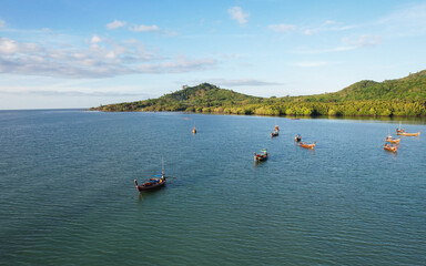 The Island and Andaman sea with long tail boat