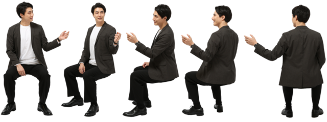 座る男性