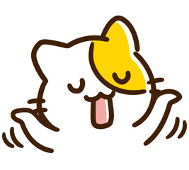 やれやれといった表情のねこのキャラクターの上半身デフォルメイラスト