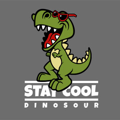 the illustration design cartoon of cute dinosaurs