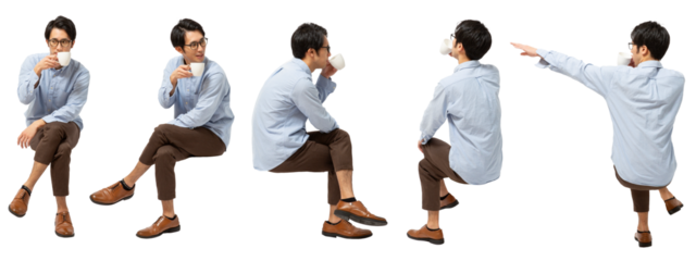座る男性