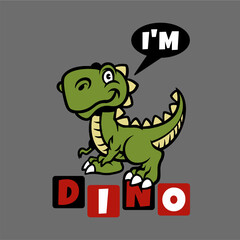 the illustration design cartoon of cute dinosaurs