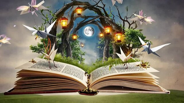 magic book with magic light