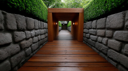 Obraz premium hidden garden: wood tunnel surprise